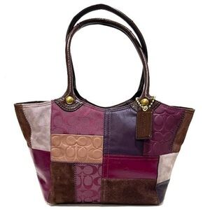 Vintage Coach Hamptons Weekend Patchwork Tote – Plum & Berry Multi-Media